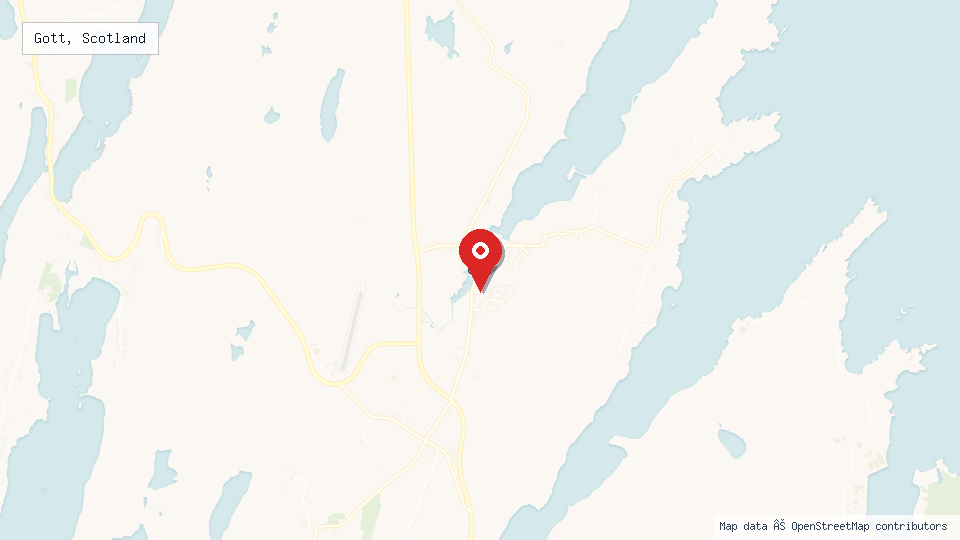 Street map of Gott, Scotland with location pin