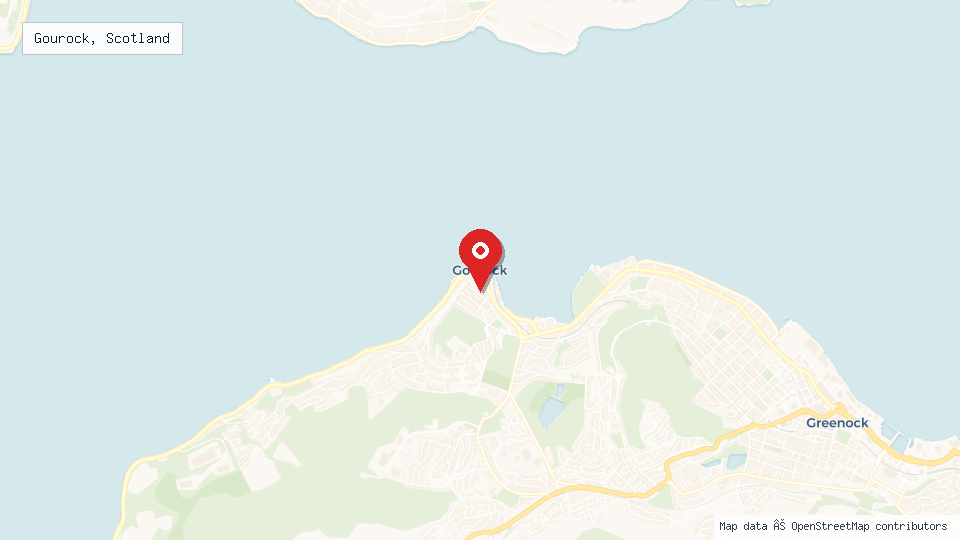 Street map of Gourock, Scotland with location pin