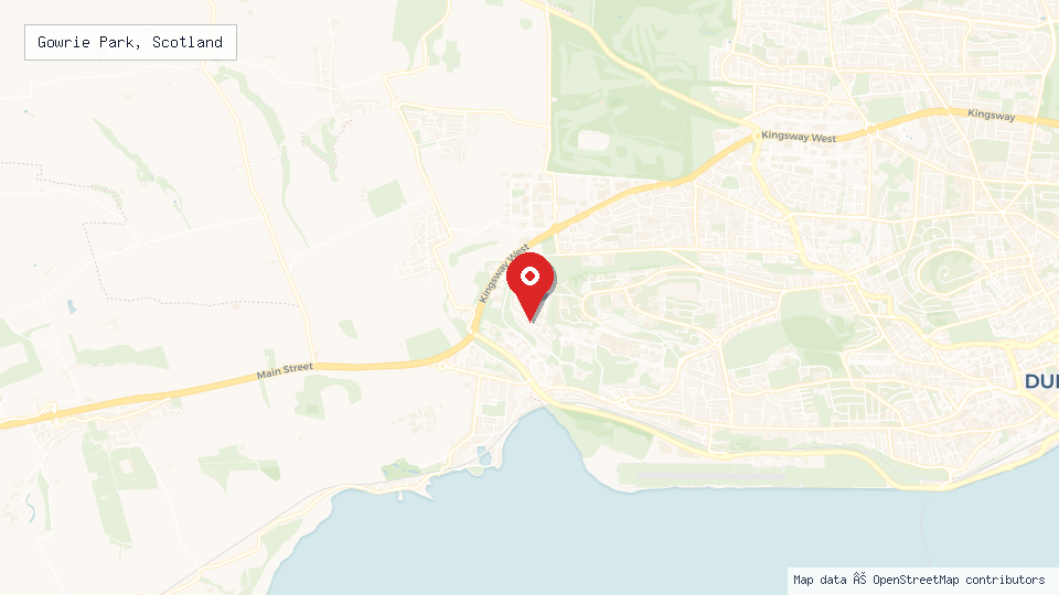 Street map of Gowrie Park, Scotland with location pin