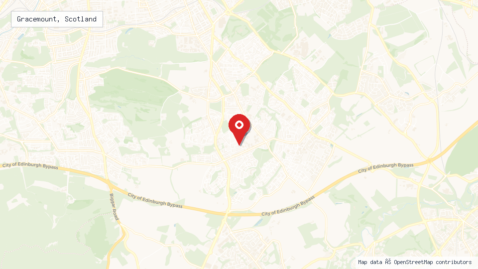 Street map of Gracemount, Scotland with location pin