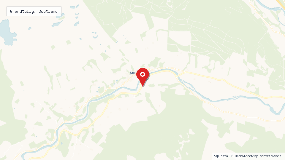 Street map of Grandtully, Scotland with location pin
