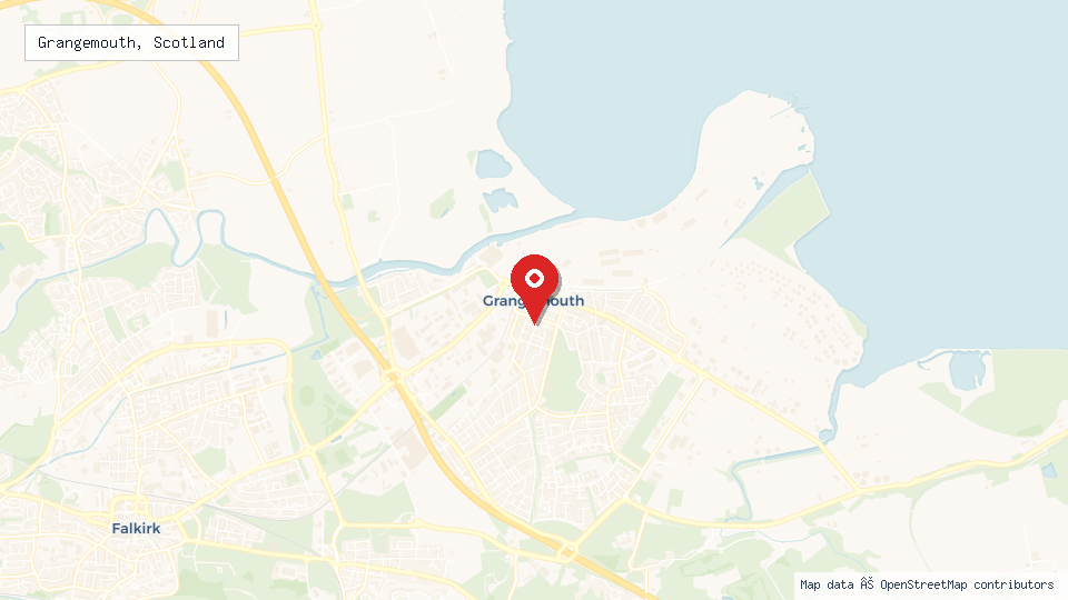 Street map of Grangemouth, Scotland with location pin