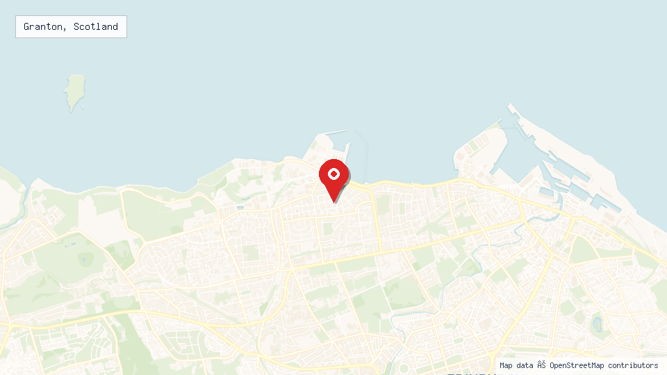 Street map of Granton, Scotland with location pin