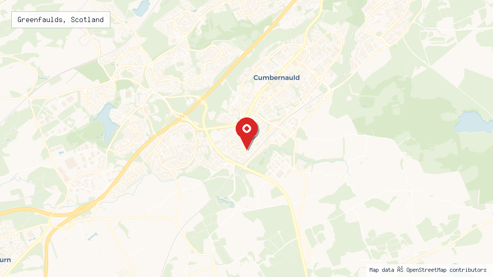 Street map of Greenfaulds, Scotland with location pin