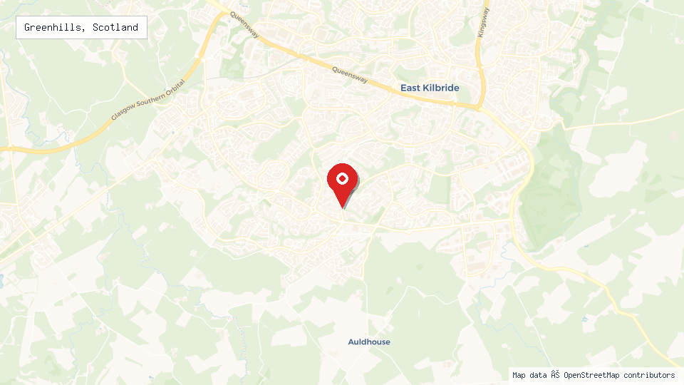 Street map of Greenhills, Scotland with location pin