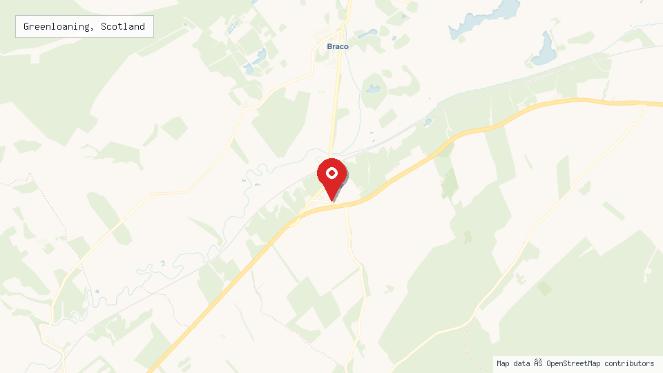 Street map of Greenloaning, Scotland with location pin