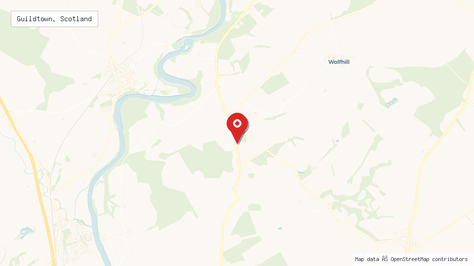 Street map of Guildtown, Scotland with location pin