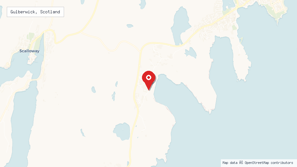 Street map of Gulberwick, Scotland with location pin