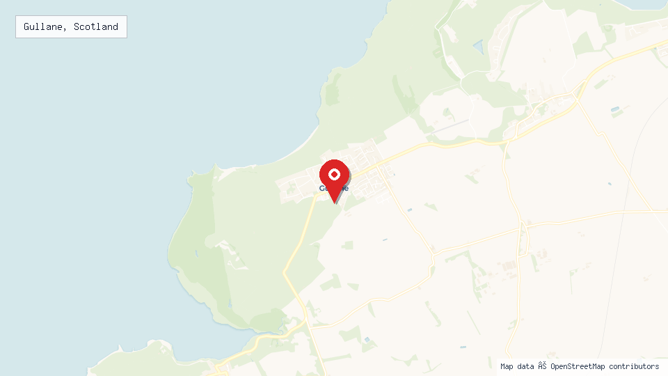 Street map of Gullane, Scotland with location pin