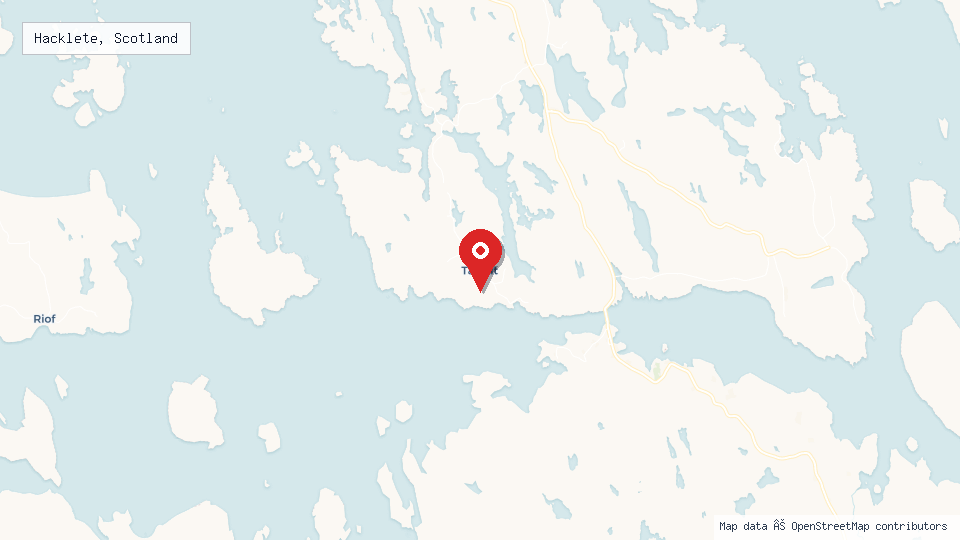 Street map of Hacklete, Scotland with location pin
