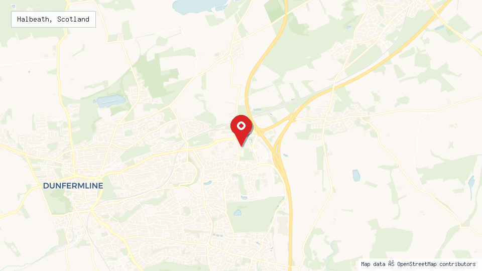 Street map of Halbeath, Scotland with location pin