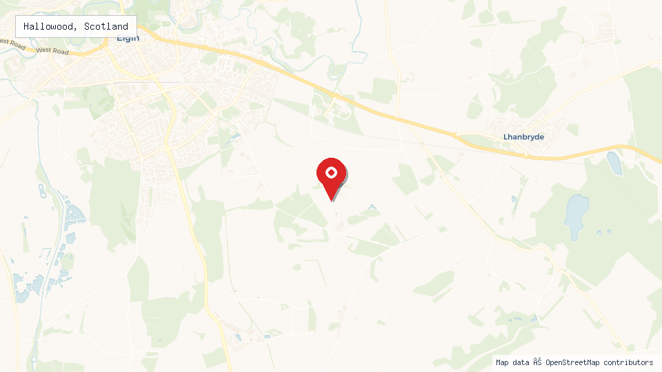 Street map of Hallowood, Scotland with location pin