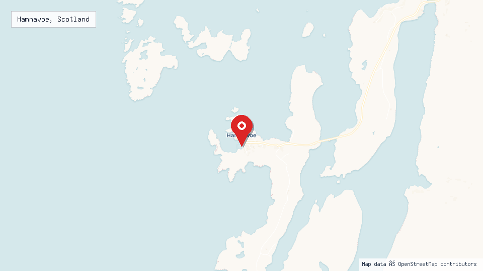 Street map of Hamnavoe, Scotland with location pin