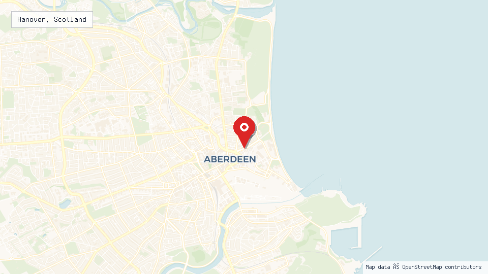Street map of Hanover, Scotland with location pin