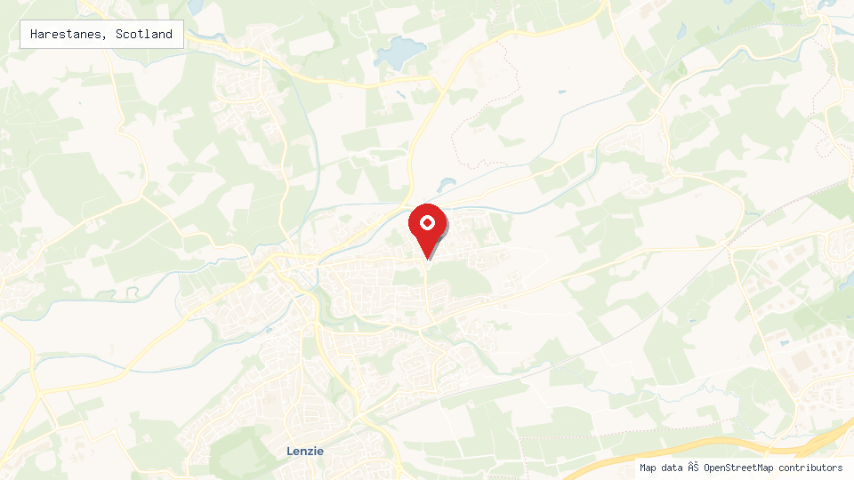 Street map of Harestanes, Scotland with location pin