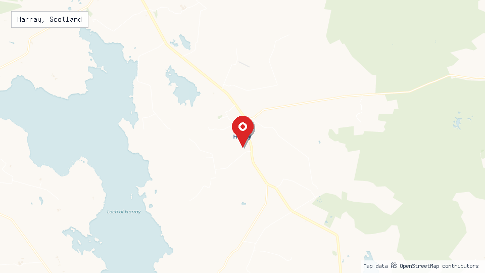 Street map of Harray, Scotland with location pin
