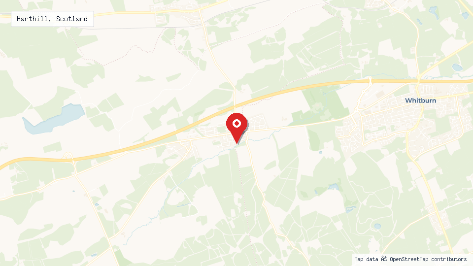 Street map of Harthill, Scotland with location pin