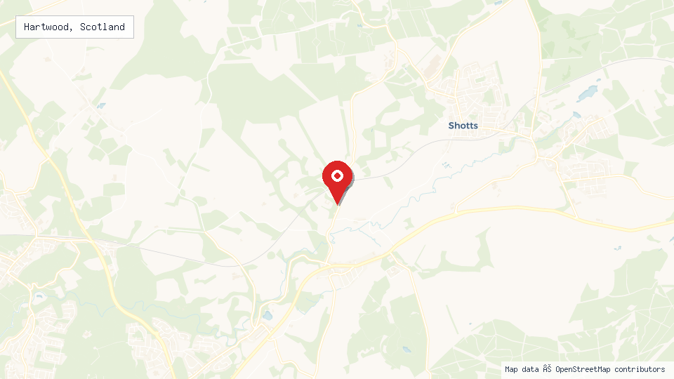 Street map of Hartwood, Scotland with location pin