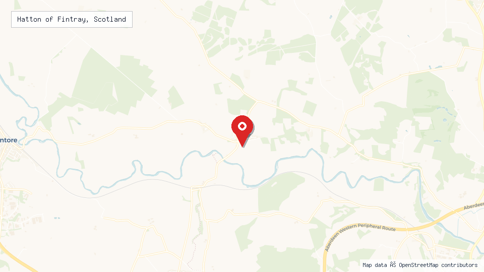 Street map of Hatton of Fintray, Scotland with location pin