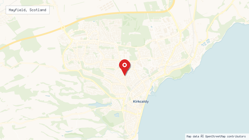 Street map of Hayfield, Scotland with location pin
