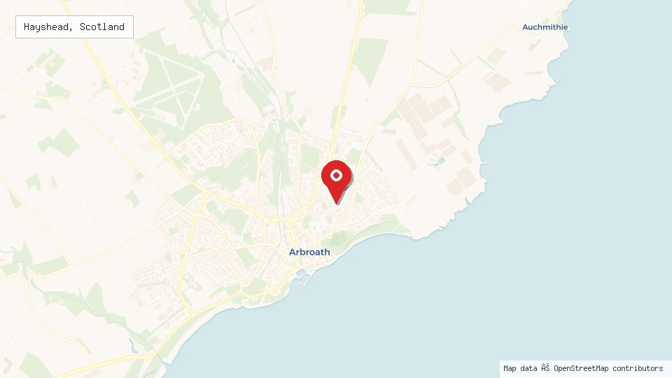 Street map of Hayshead, Scotland with location pin