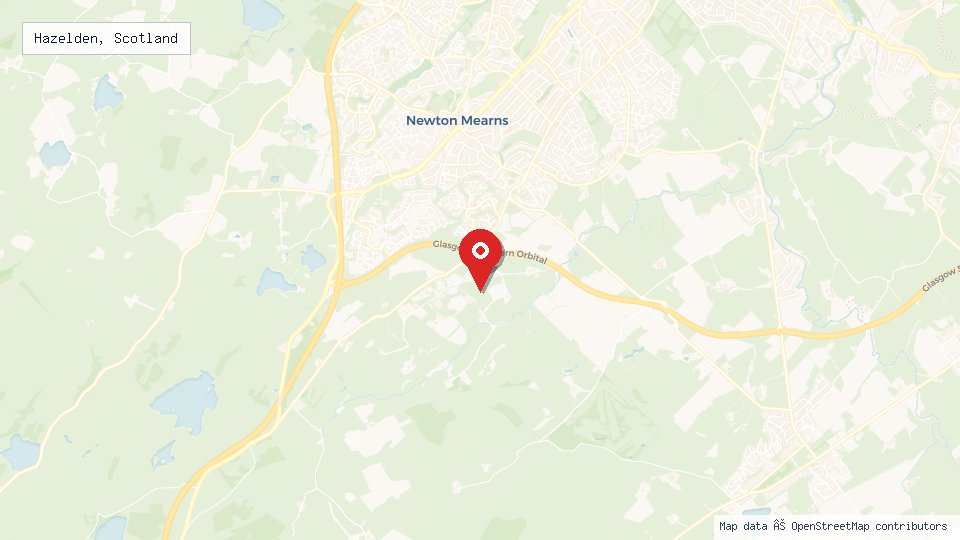 Street map of Hazelden, Scotland with location pin