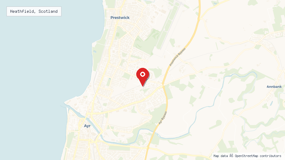 Street map of Heathfield, Scotland with location pin
