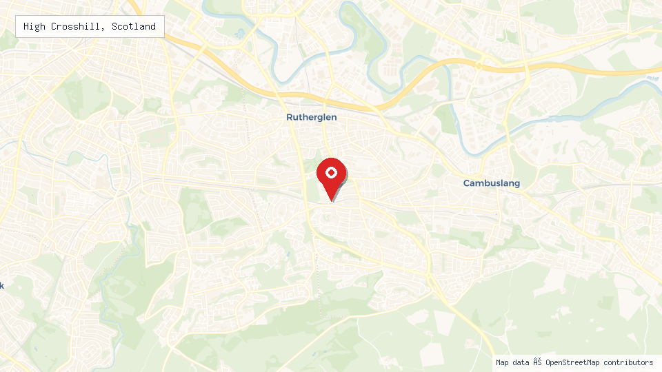 Street map of High Crosshill, Scotland with location pin