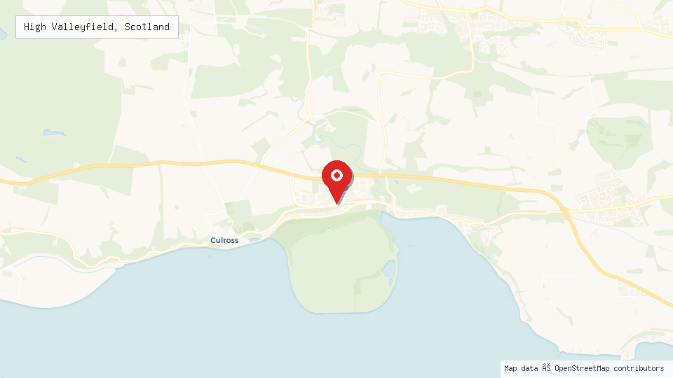 Street map of High Valleyfield, Scotland with location pin