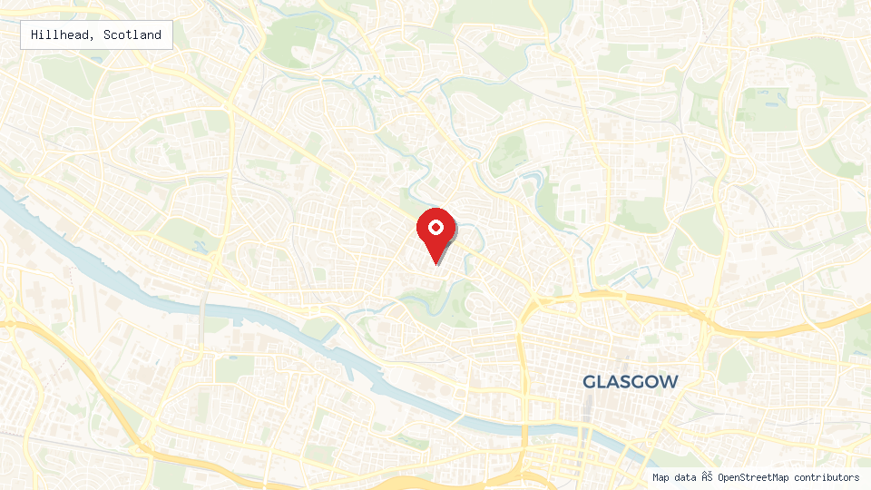 Street map of Hillhead, Scotland with location pin