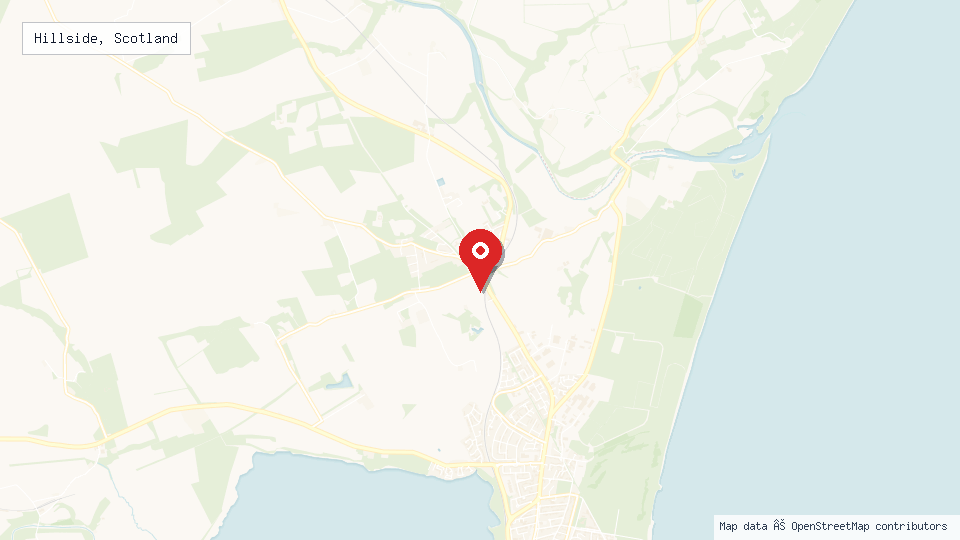 Street map of Hillside, Scotland with location pin