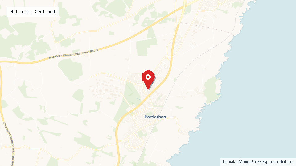 Street map of Hillside, Scotland with location pin