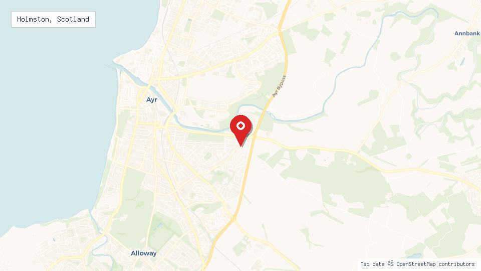 Street map of Holmston, Scotland with location pin