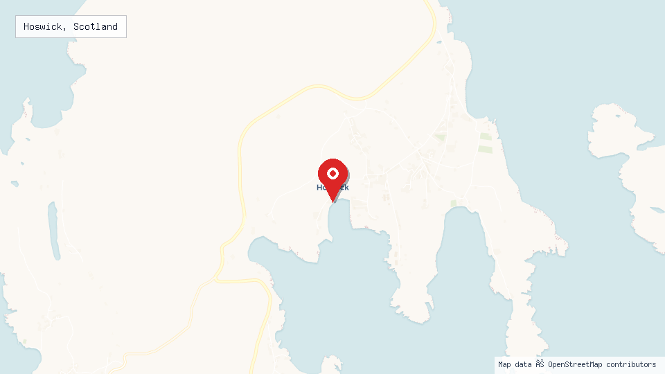 Street map of Hoswick, Scotland with location pin