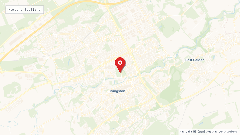 Street map of Howden, Scotland with location pin