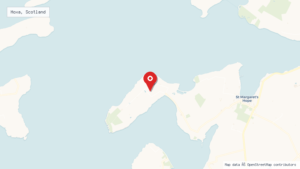Street map of Hoxa, Scotland with location pin