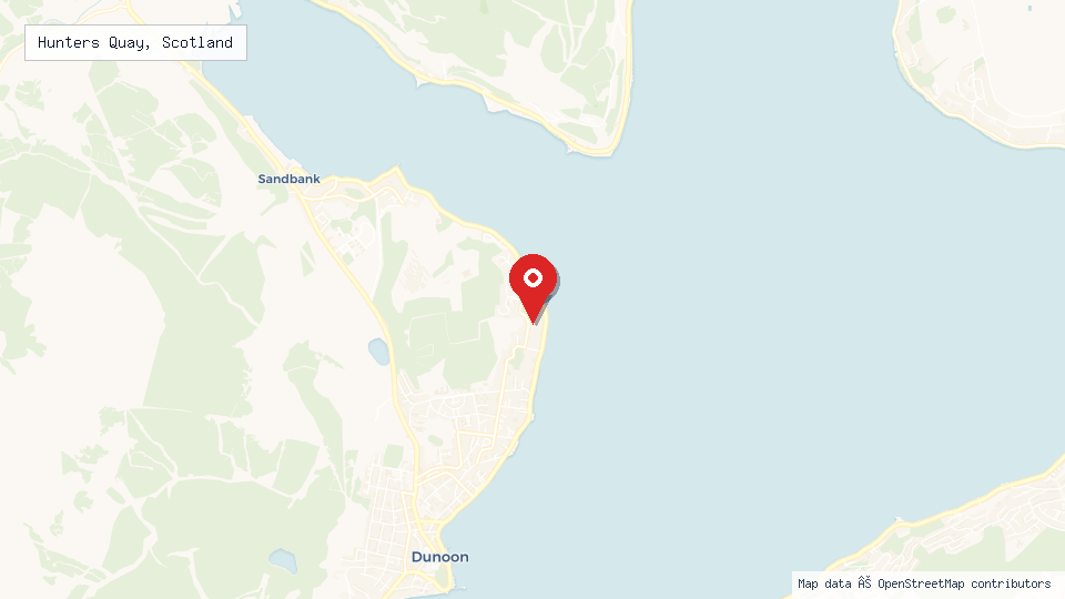 Street map of Hunters Quay, Scotland with location pin