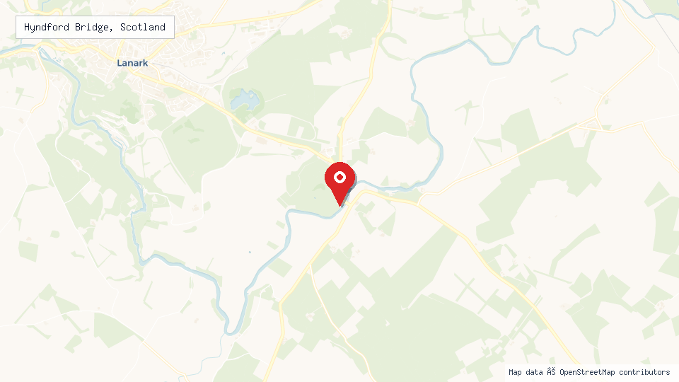 Street map of Hyndford Bridge, Scotland with location pin