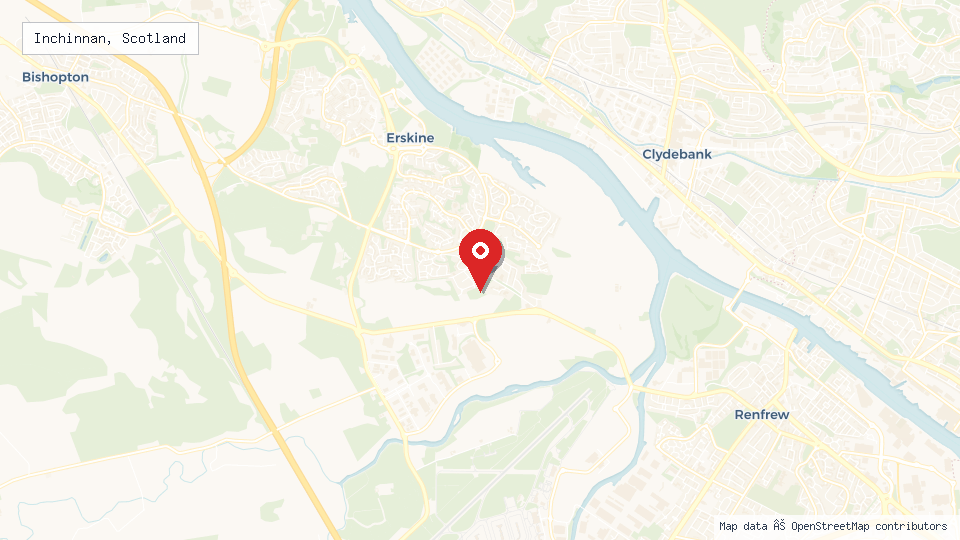 Street map of Inchinnan, Scotland with location pin