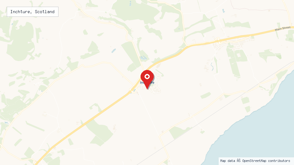 Street map of Inchture, Scotland with location pin