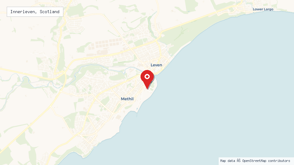 Street map of Innerleven, Scotland with location pin
