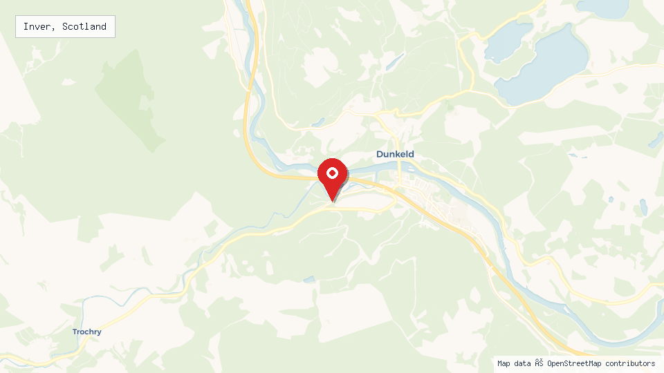Street map of Inver, Scotland with location pin