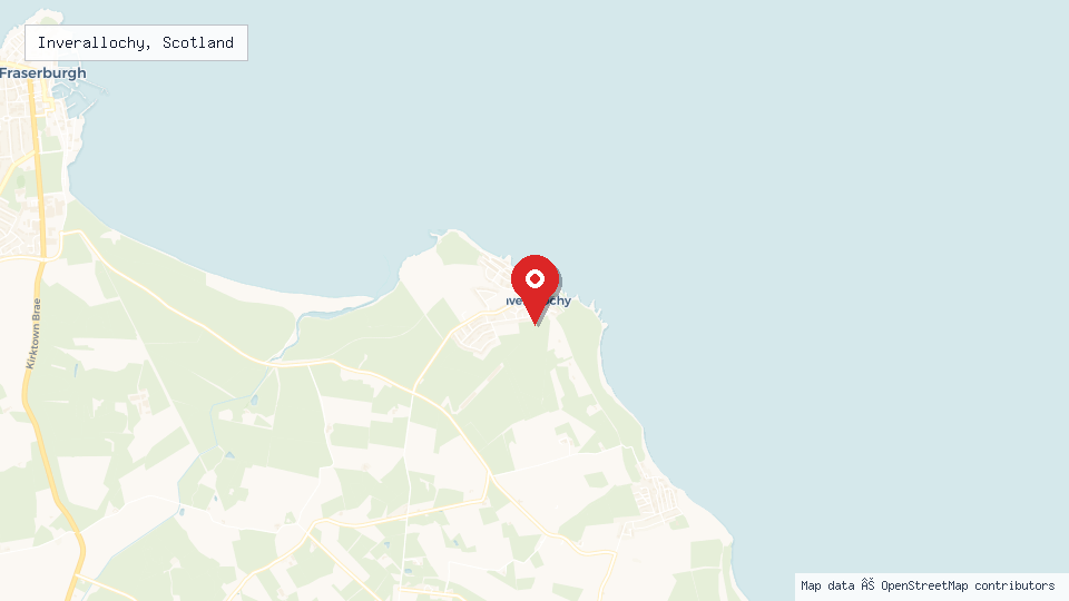 Street map of Inverallochy, Scotland with location pin