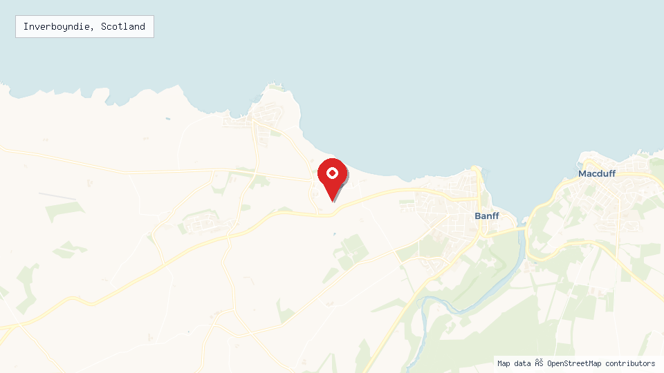 Street map of Inverboyndie, Scotland with location pin