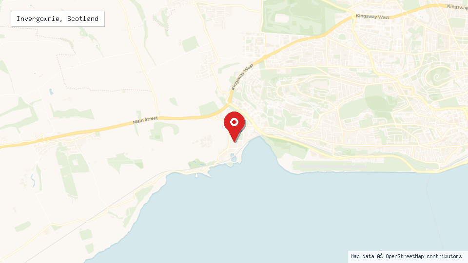 Street map of Invergowrie, Scotland with location pin