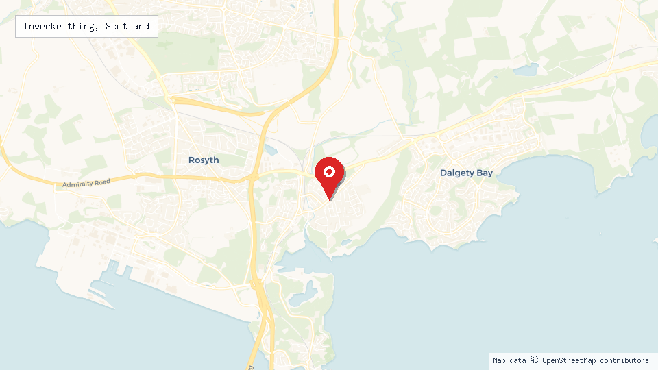 Street map of Inverkeithing, Scotland with location pin
