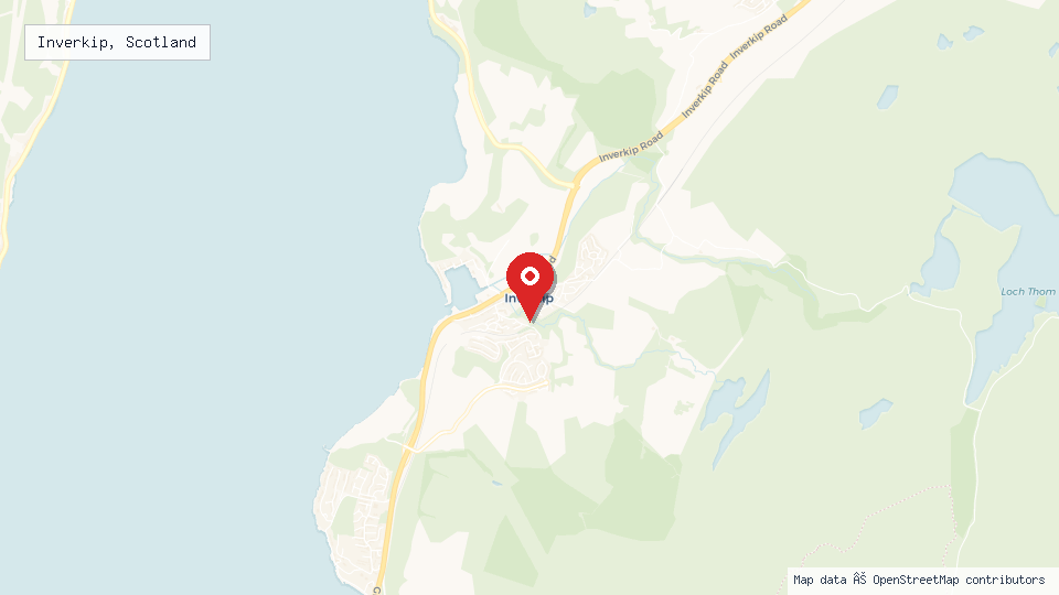 Street map of Inverkip, Scotland with location pin