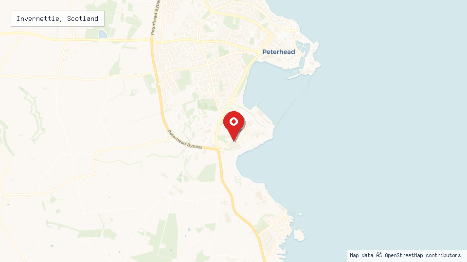 Street map of Invernettie, Scotland with location pin