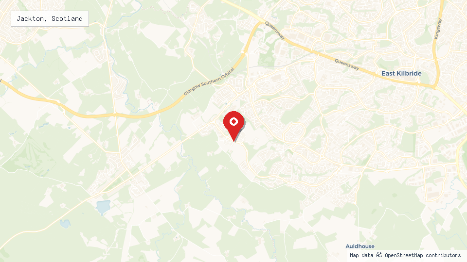 Street map of Jackton, Scotland with location pin