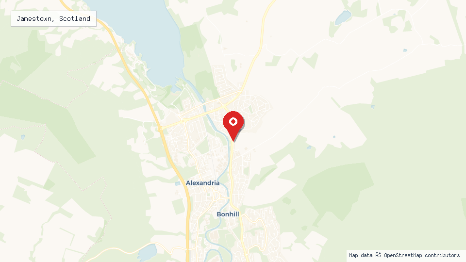 Street map of Jamestown, Scotland with location pin